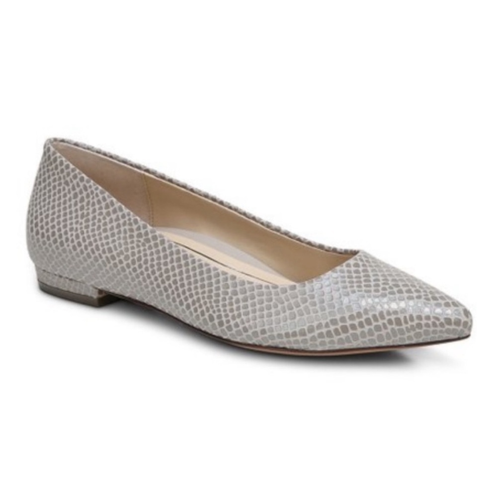 Vionic Lena Lizard Silver Aluminum Ballet Flats Sz 5